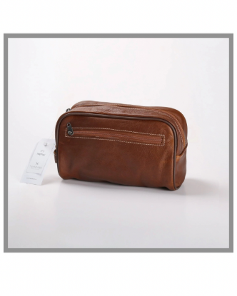 Picture of Single Zip Leather Vanity Tobac