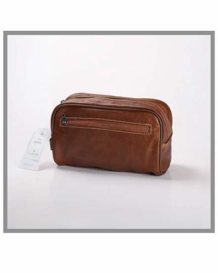 Picture of Single Zip Leather Vanity Tobac