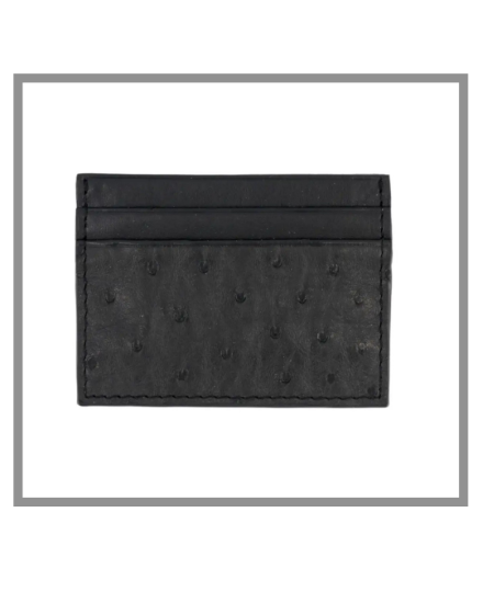 Picture of Black Ostrich Leather Card Holder Wallet