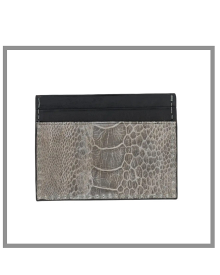 Picture of Grey Ostrich Leather Card Holder Wallet