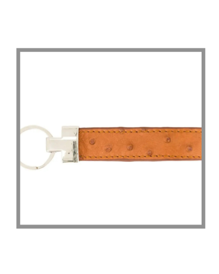 Picture of Silver Keyring with Tan Ostrich Leather Strap
