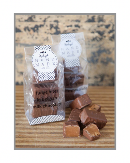 Picture of Fudge Bites enrobed in Belgian Milk Chocolate 110g