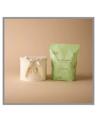 Picture of Honey Nougat Filled Medium Hat Box 1kg Turkish Delight and Almond Olive Green